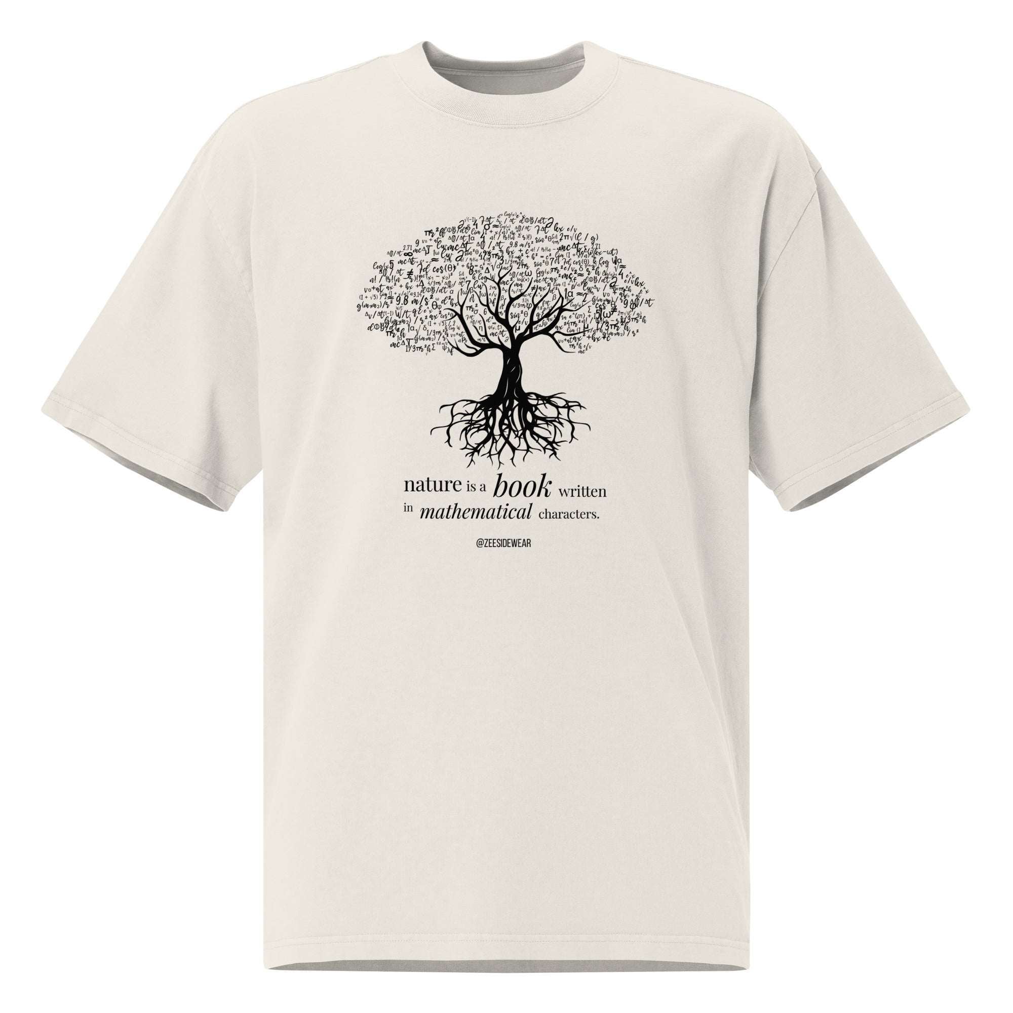 T-shirt Oversize NATURE IS A BOOK WRITTEN IN MATHEMATICAL CHARACTERS Faded Bone