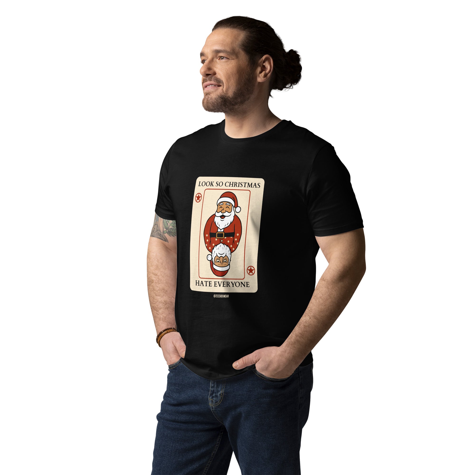 T-shirt natalizia ironica, Babbo Natale e le due facce del Natale