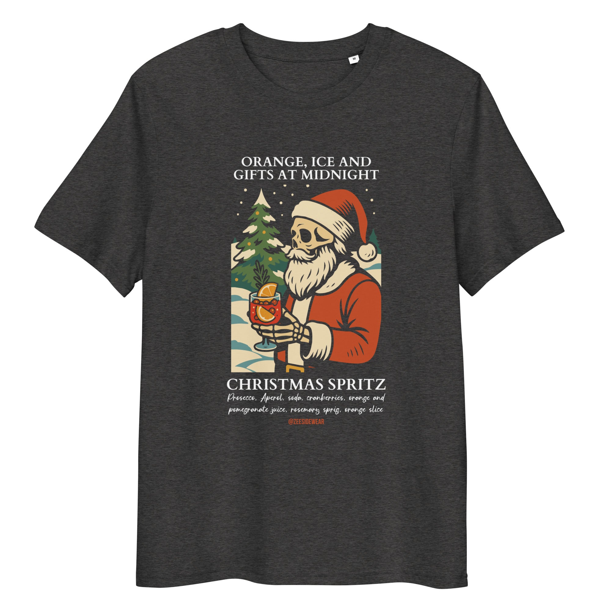 T-shirt natalizia Christmas Spritz: cocktail, ironia e Babbo Natale in versione teschio