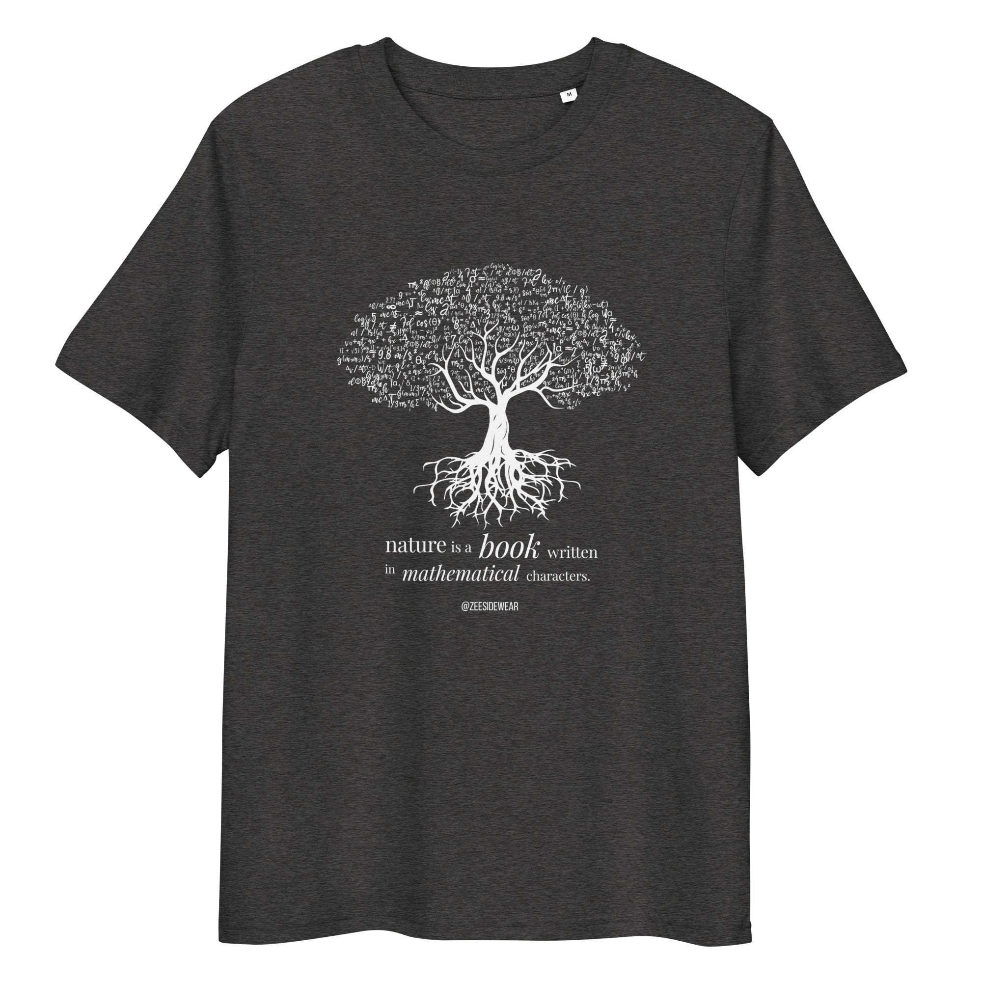 T-shirt NATURE IS A BOOK WRITTEN IN MATHEMATICAL CHARACTERS Dark heather grey
