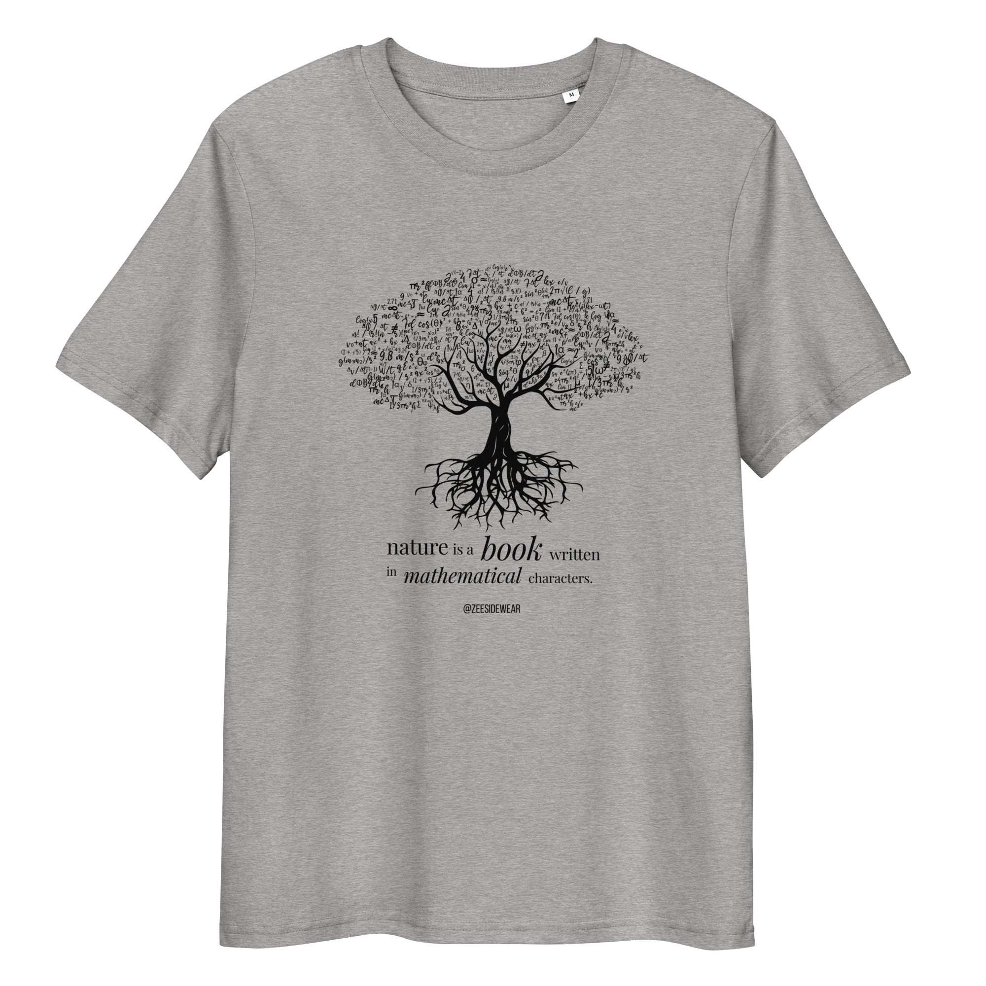 T-shirt NATURE IS A BOOK WRITTEN IN MATHEMATICAL CHARACTERS Heather Grey