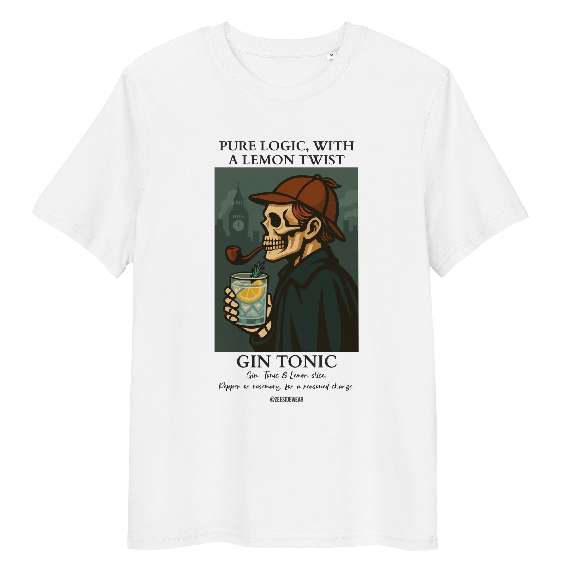 T-shirt SHERLOCK HOLMES & GIN TONIC Bianco