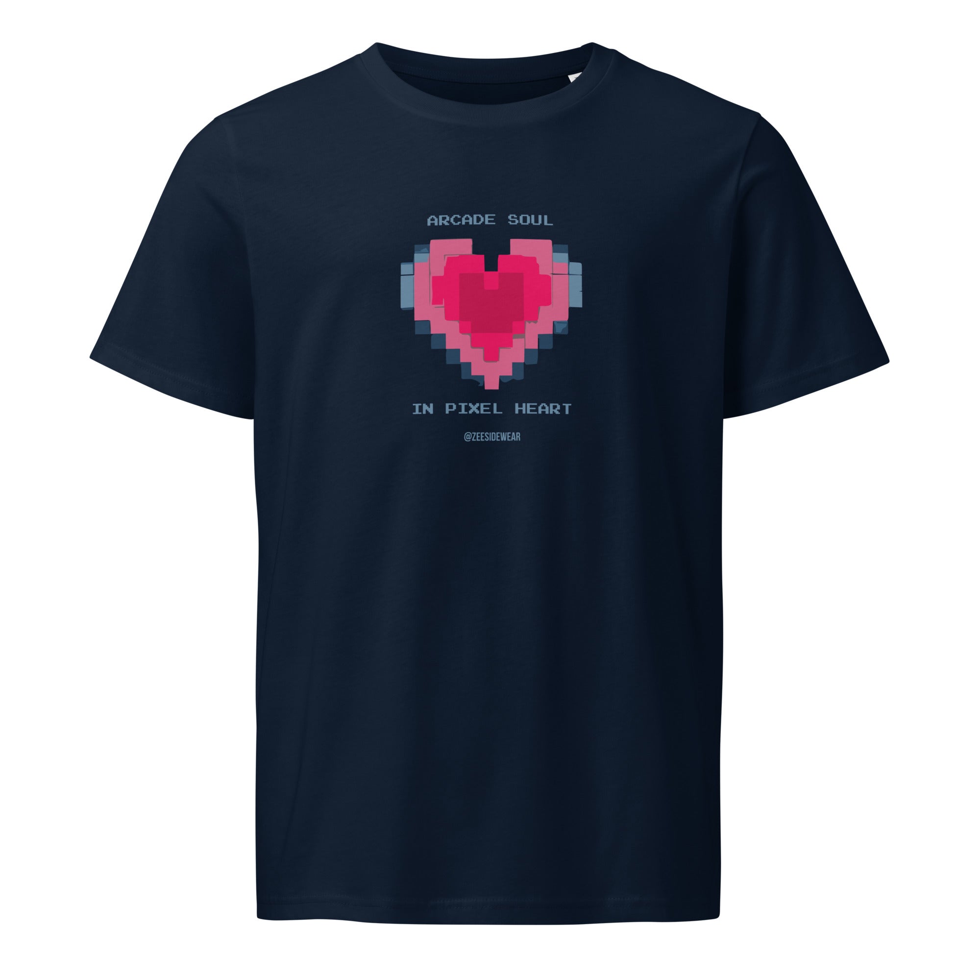 T-SHIRT ARCADE SOUL, IN PIXEL HEART French Navy