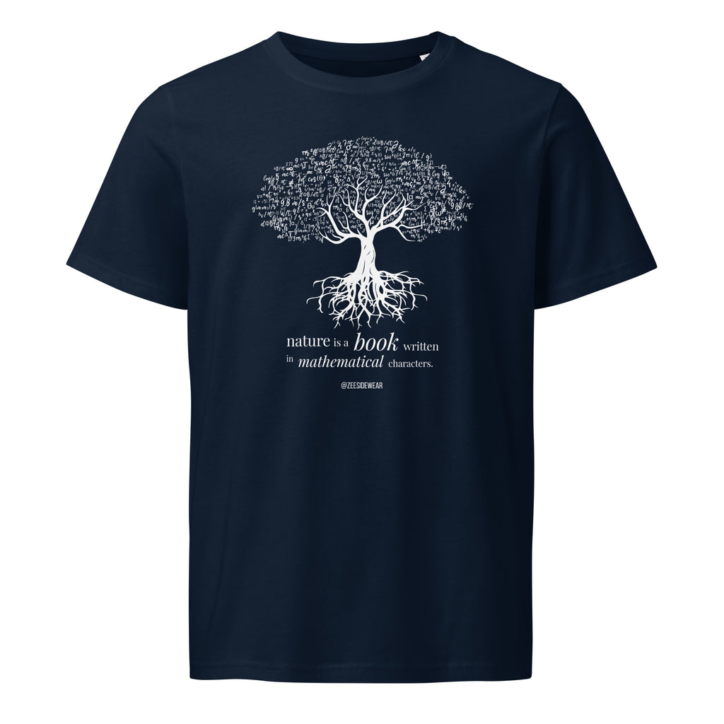 T-shirt NATURE IS A BOOK WRITTEN IN MATHEMATICAL CHARACTERS French Navy