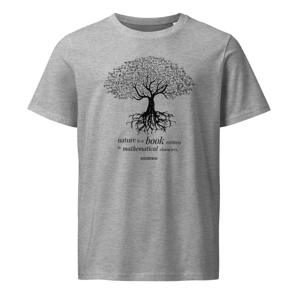 T-shirt NATURE IS A BOOK WRITTEN IN MATHEMATICAL CHARACTERS Heather Grey