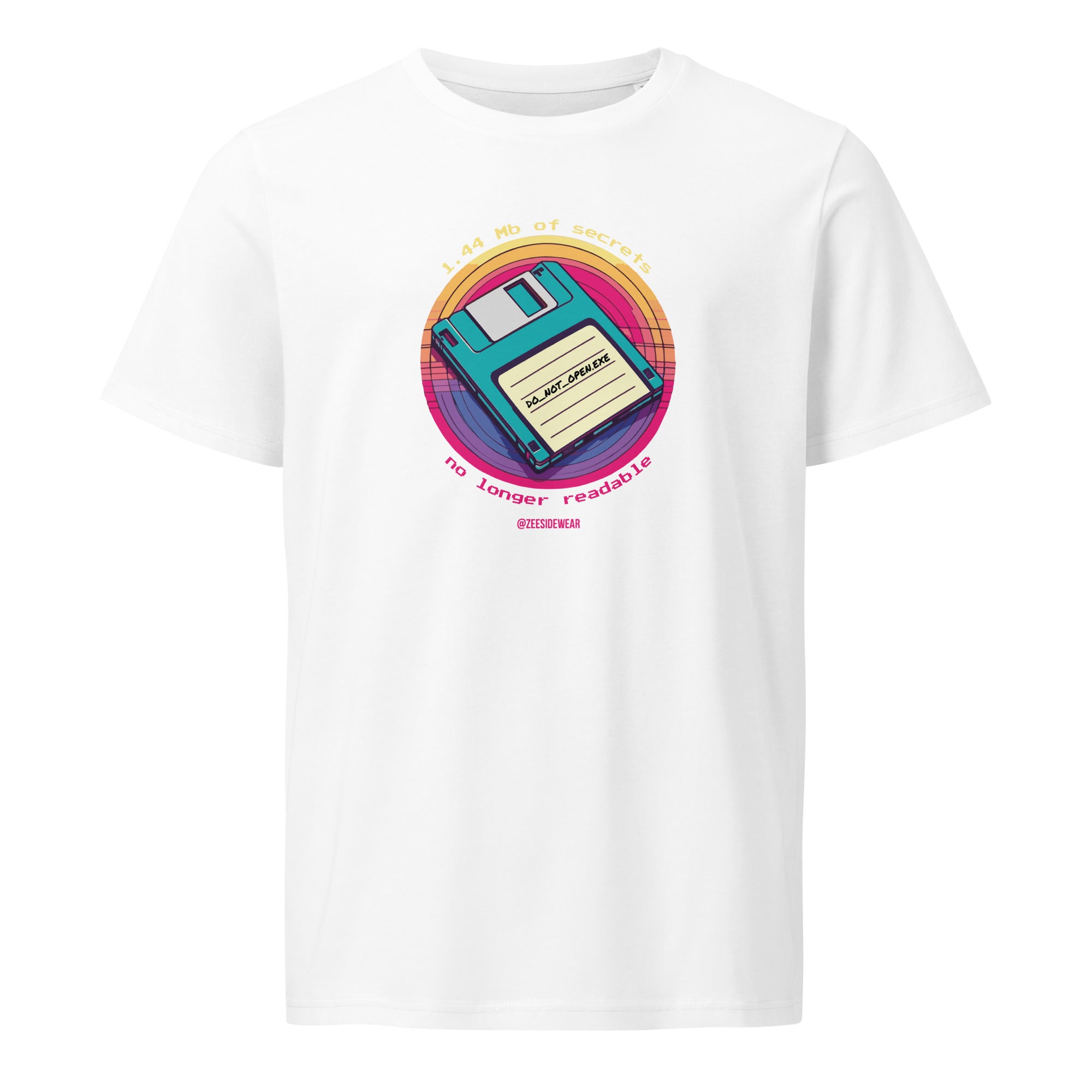 T-shirt 1.44 Mb OF SECRETS, NO LONGER READABLE Bianco