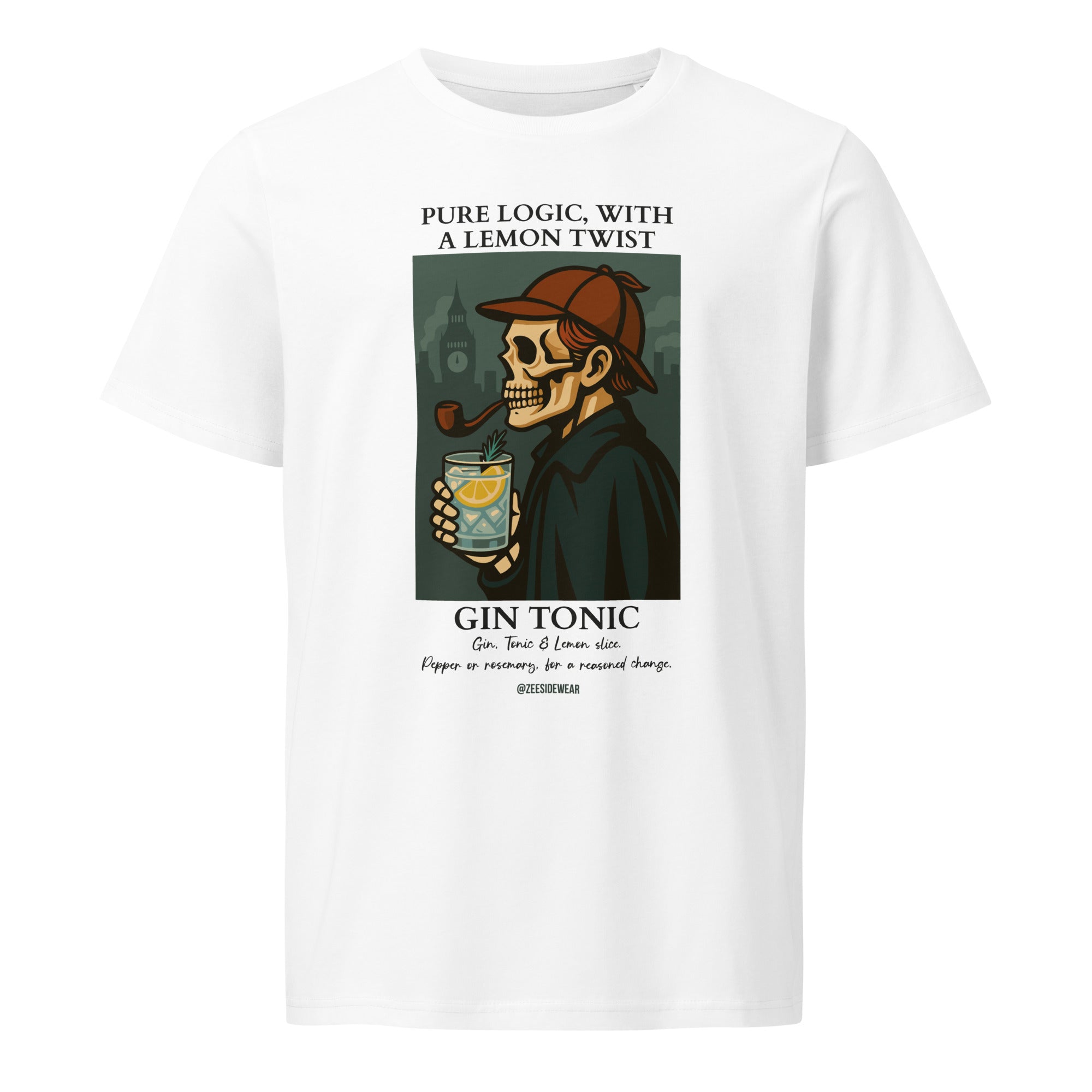T-shirt SHERLOCK HOLMES & GIN TONIC Bianco