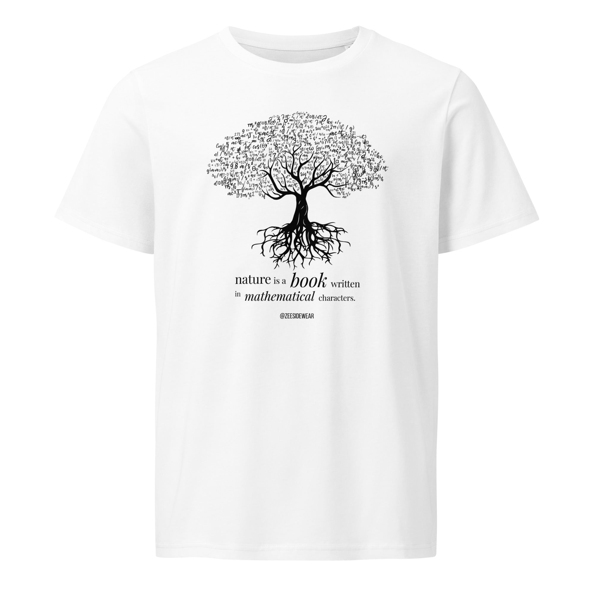 T-shirt NATURE IS A BOOK WRITTEN IN MATHEMATICAL CHARACTERS Bianco