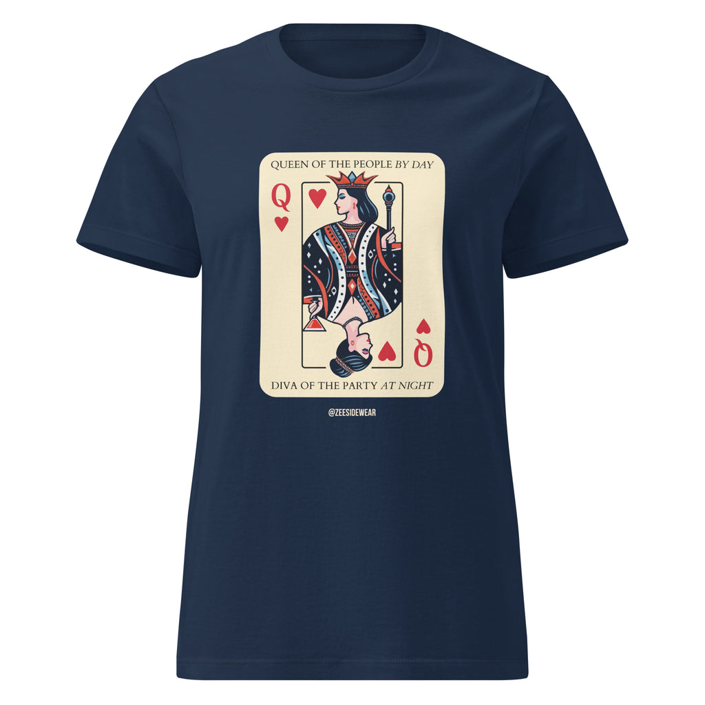 T-shirt QUEEN OF THE PEOPLE BY DAY, DIVA OF THE PARTY AT NIGHT Navy