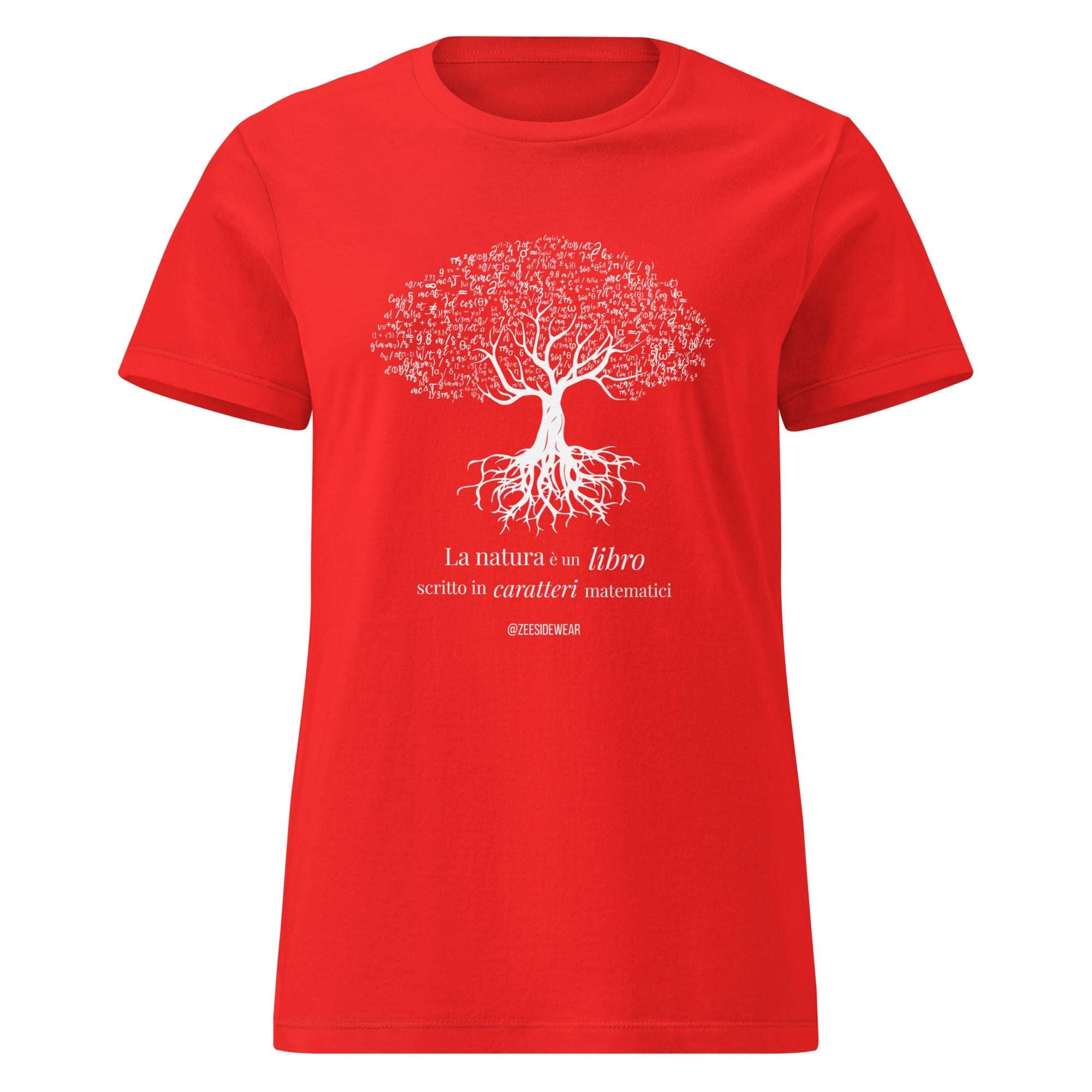 T-shirt LA NATURA È UN LIBRO SCRITTO IN CARATTERI MATEMATICI Rosso