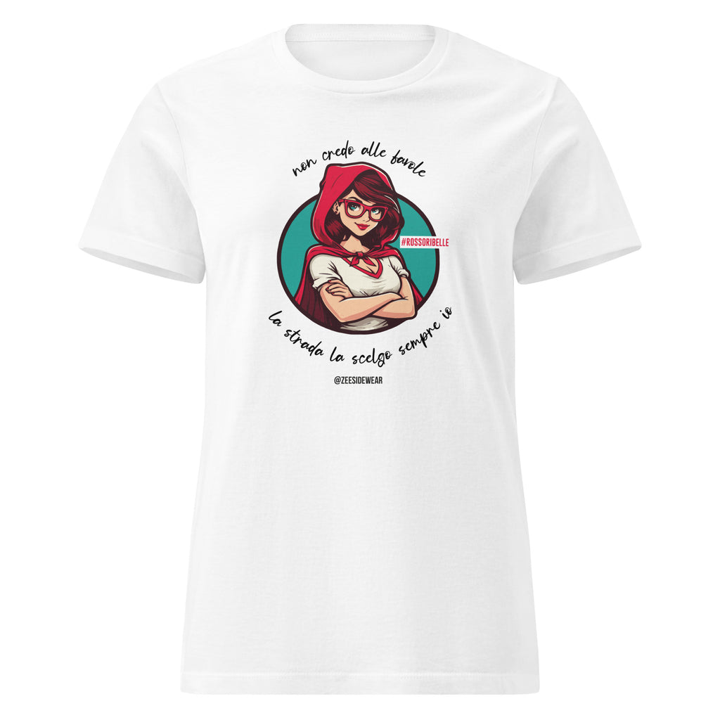 T-shirt CAPPUCCETTO ROSSO #ROSSORIBELLE Bianco