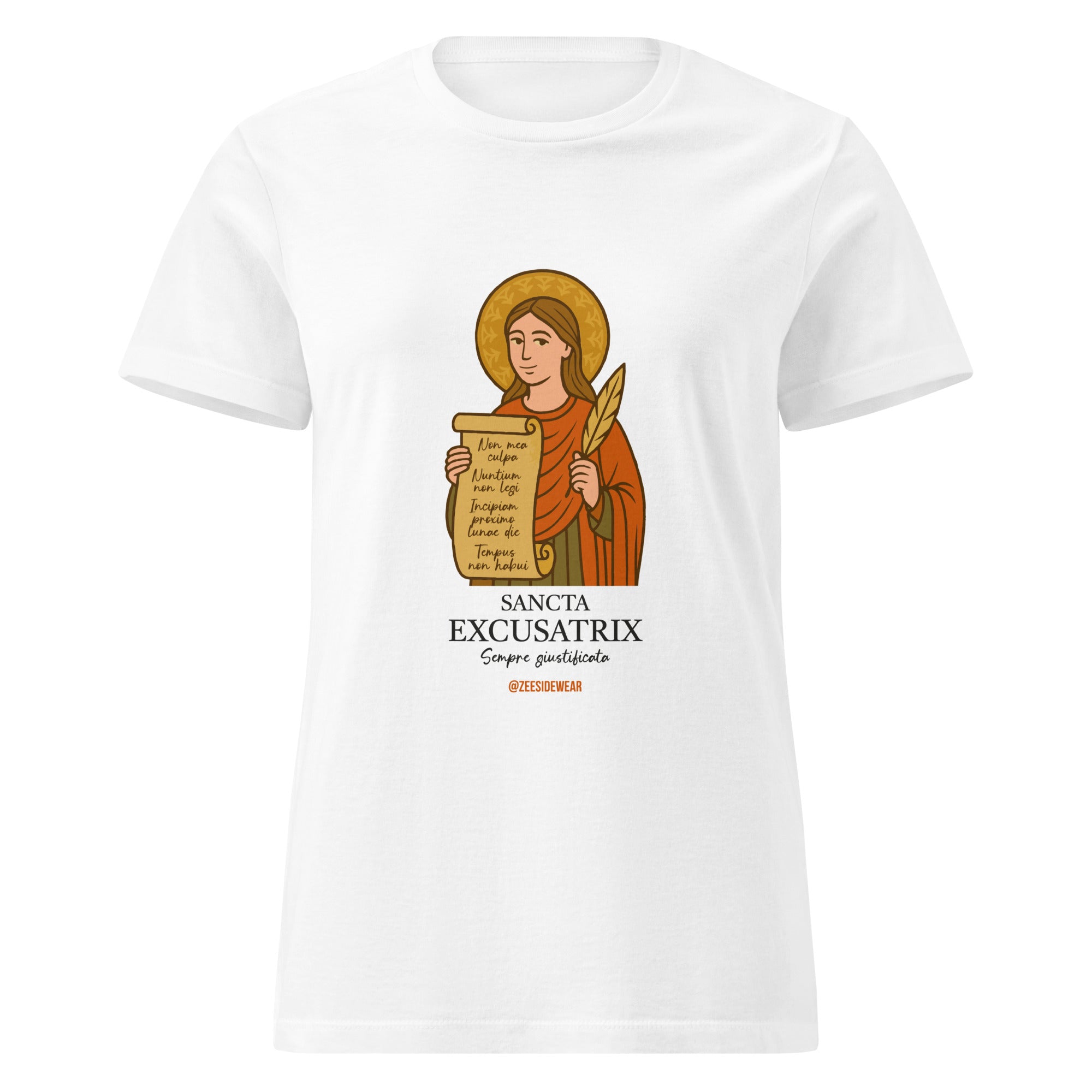 T-shirt SANCTA EXCUSATRIX Bianco